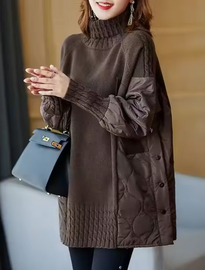 Melisa - Abrigo invierno de algodón holgada y gruesa con cuello alto para mujer