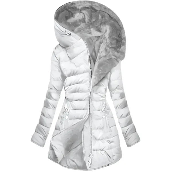 Chaqueta de plumas elegante con capucha extragrande